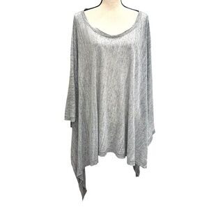 PURE DKNY GRAY MARLED LINEN OPEN SIDES PONCHO TOP